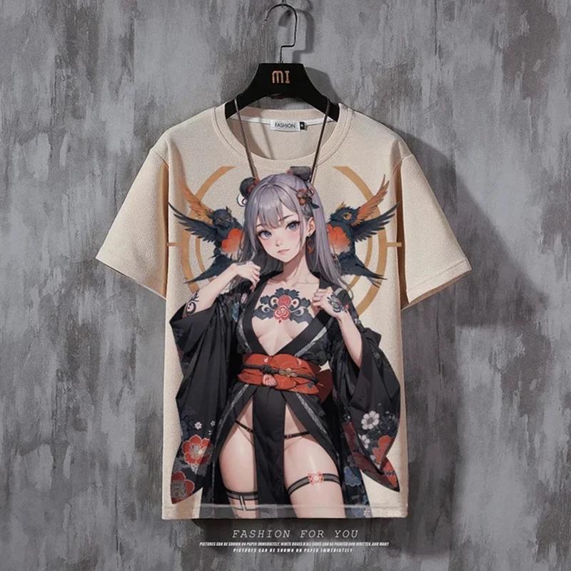 

Летняя мужская футболка Повседневная футболка с круглым вырезом и коротким рукавом с забавным мультяшным принтом Модная уличная мужская футболка-пуловер Оверсайз 3XL