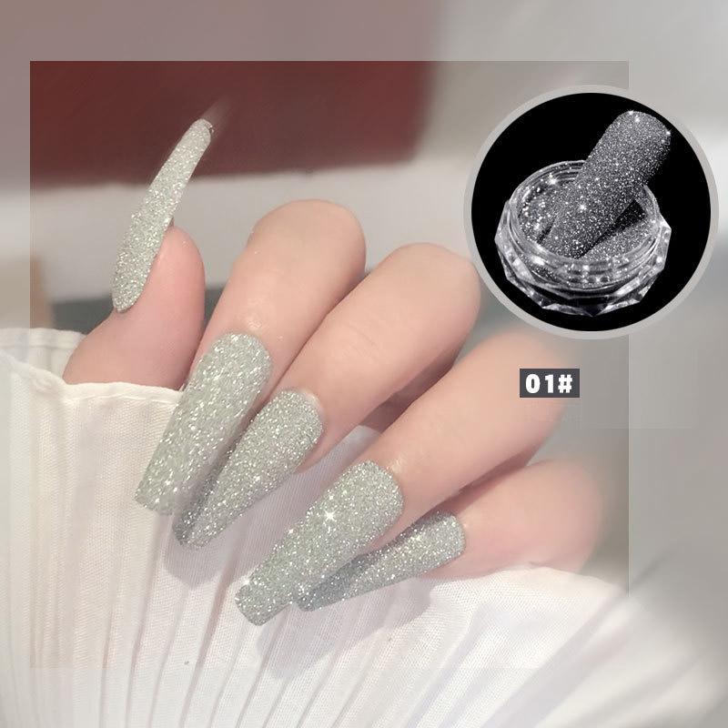 1Box Holographic Nail Glitter Laser Shiny Nail Art Sequins Silver Diamond Powder Dust Gel Nail Polish Manicure Decor
