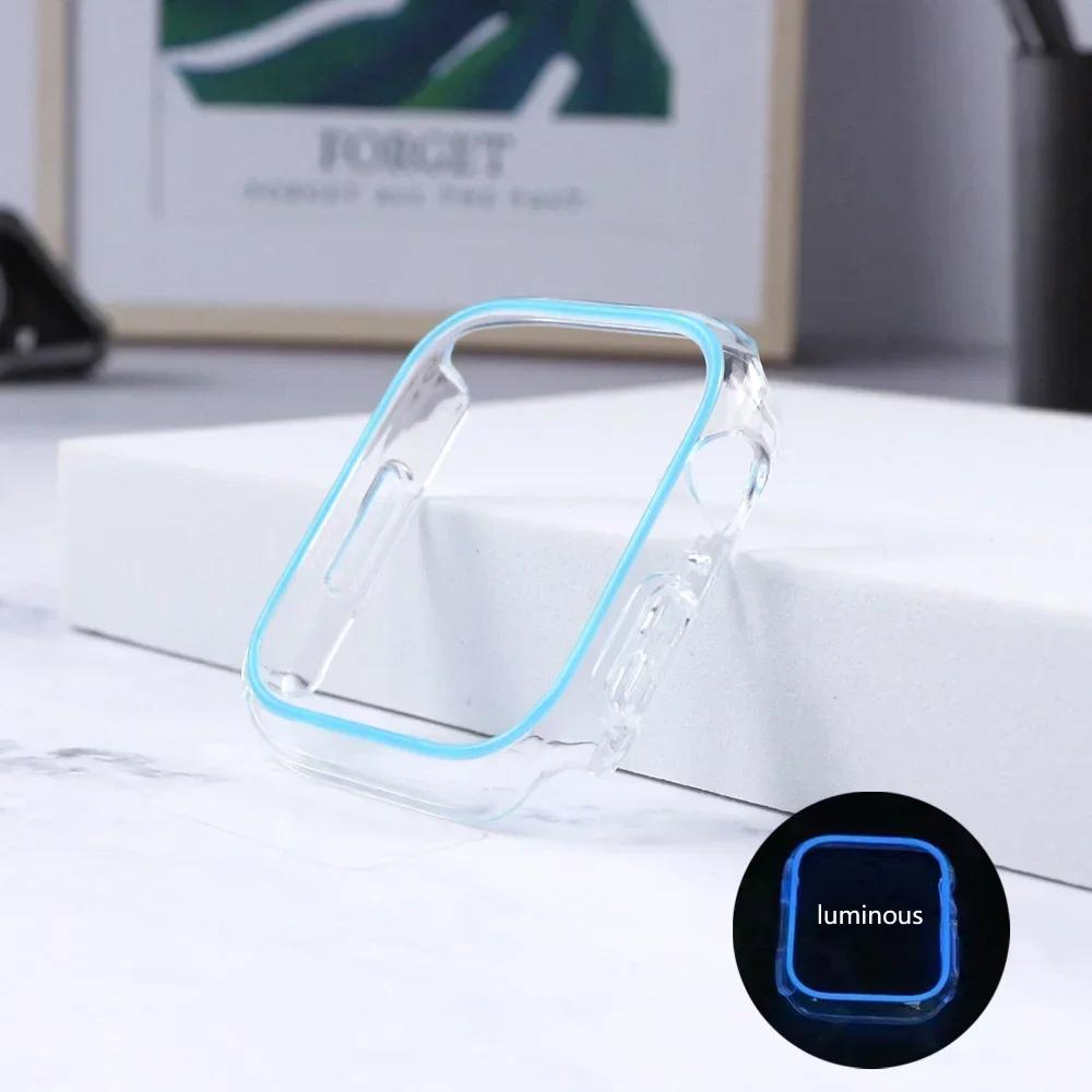 Luminous Cover for Apple Watch Case Ultra 49mm 45mm 44mm 41mm 40mm Hard PC Bumper Protective Frame iWatch 98 7 6 5 SE Accessorie