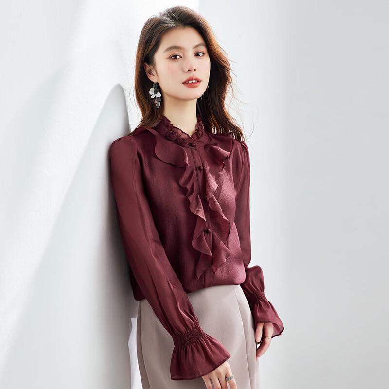 Women s Ruffle Bell Sleeve Chiffon Blouse XL