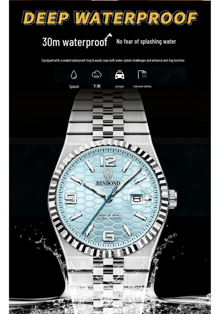 Binbang BINBOND Men's High-End Genuine 2025 Large Dial Watch