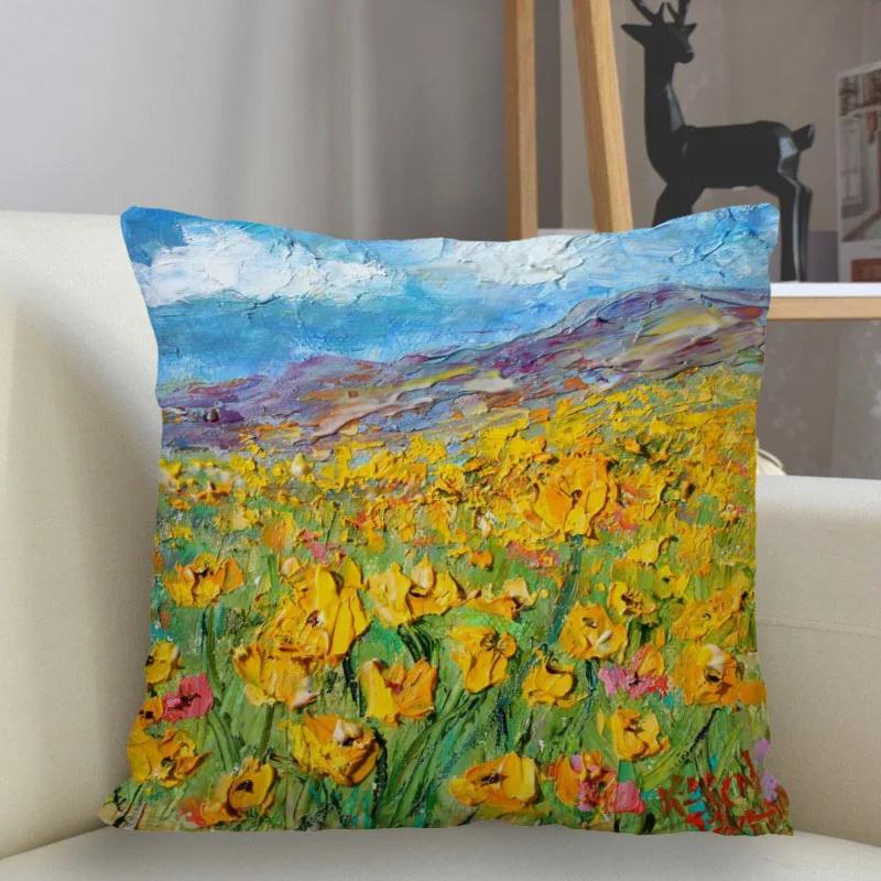 

Спальня Гостиная Домашний декор Наволочка с цветочным узором Квадратная 66x66cm бордовый