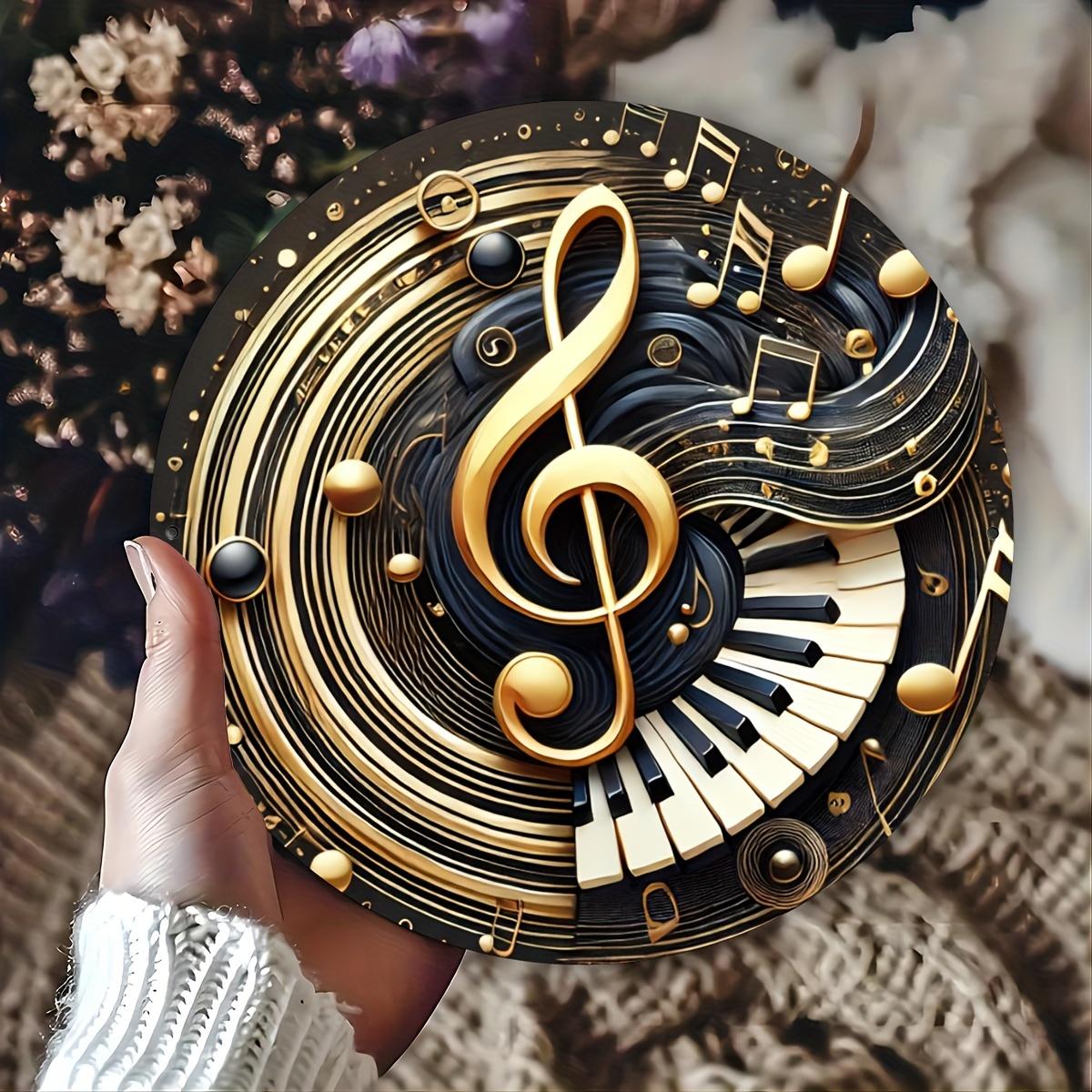 

1 шт. Элегантный деревянный венок с музыкальными нотами и клавишами пианино, круглая настенная живопись размером 8x8 дюймов, эстетичный декор для дома и фермы, идеально подходит для крыльца и 20cm*20cm