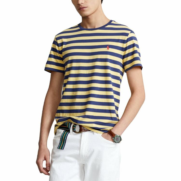 Polo Ralph Lauren SS22 Striped Crew Neck Short Sleeve T-Shirt Men T-Shirts Yellow 710803479-013