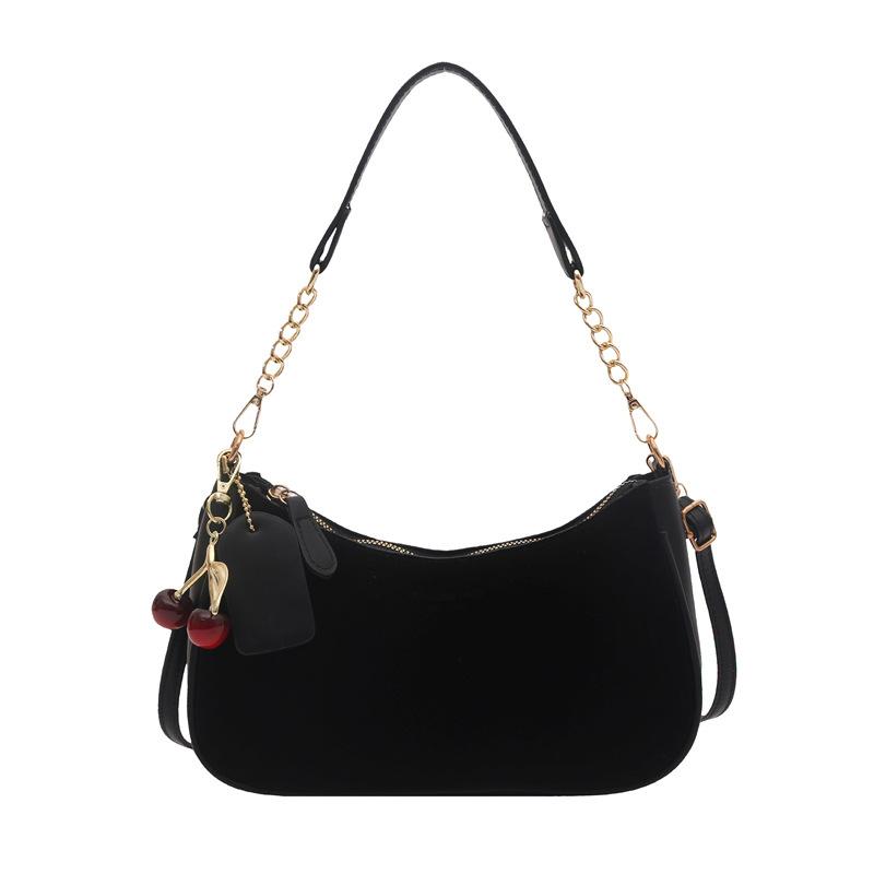 Faux Suede Crescent Moon Bag For Women, Minimalist Shoulder Crossbody Purse, Casual Single Strap Handbag