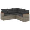 5 Piece Garden Sofa Set with Cushions Gray Poly Rattan