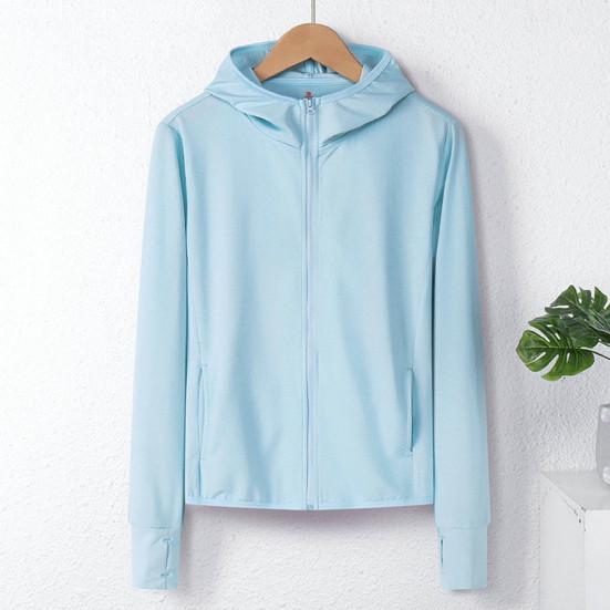 Kadın Güneş Koruma Anti-UV Ceket Bisiklet Açık Uzun Kollu Kapşonlu Fermuar