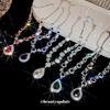 Rhinestone Geometric Flower Water Drop Earring & Necklace Set - Elegant Light Luxury Clavicle Chain