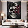 Skull Black Roses Red Lilies Tattoo Goth Illustration Art Print