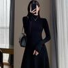 2024 Hepburn-Style Little Black A-Line Knit Dress - Autumn/Winter Slim Fit