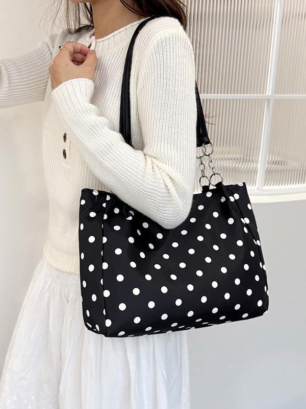 2026 Women's High-Capacity Polka Dot Tote Bag - Fashionable Shoulder & Handheld Design