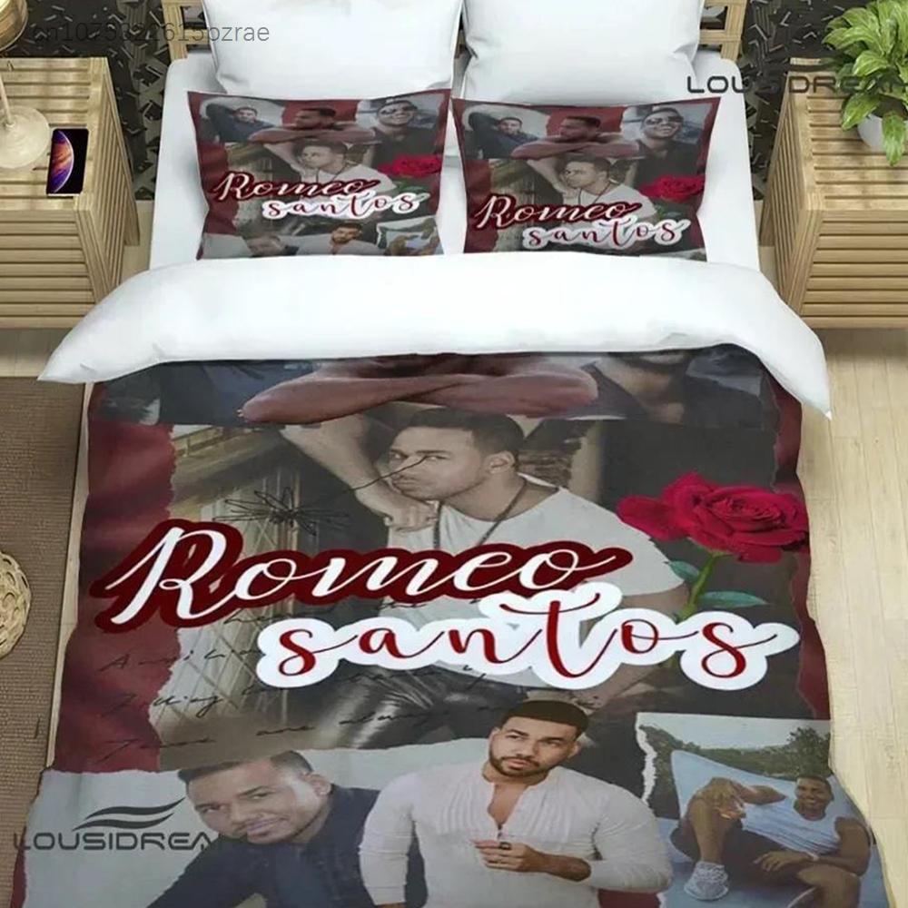 Lateinischer Sänger Romeo Santos Bettwäsche-Set Bedrucktes Bettwäsche-Set Mit Kissenbezug Bettdeckenbezug Weich Queen King Size Bettwäsche Heim-Geschenk