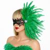 Feather Side Headpiece with Lace Eye Mask for Carnival Parade Masquerade Ball Mardi Gras Party Samba Dance Costume Outfit
