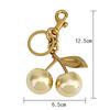Fashion Glitter Gold Cherry Keychain Summer Fruits Cherries Pendant Keyring For Women Men Jewelry Bag Accessories Gift