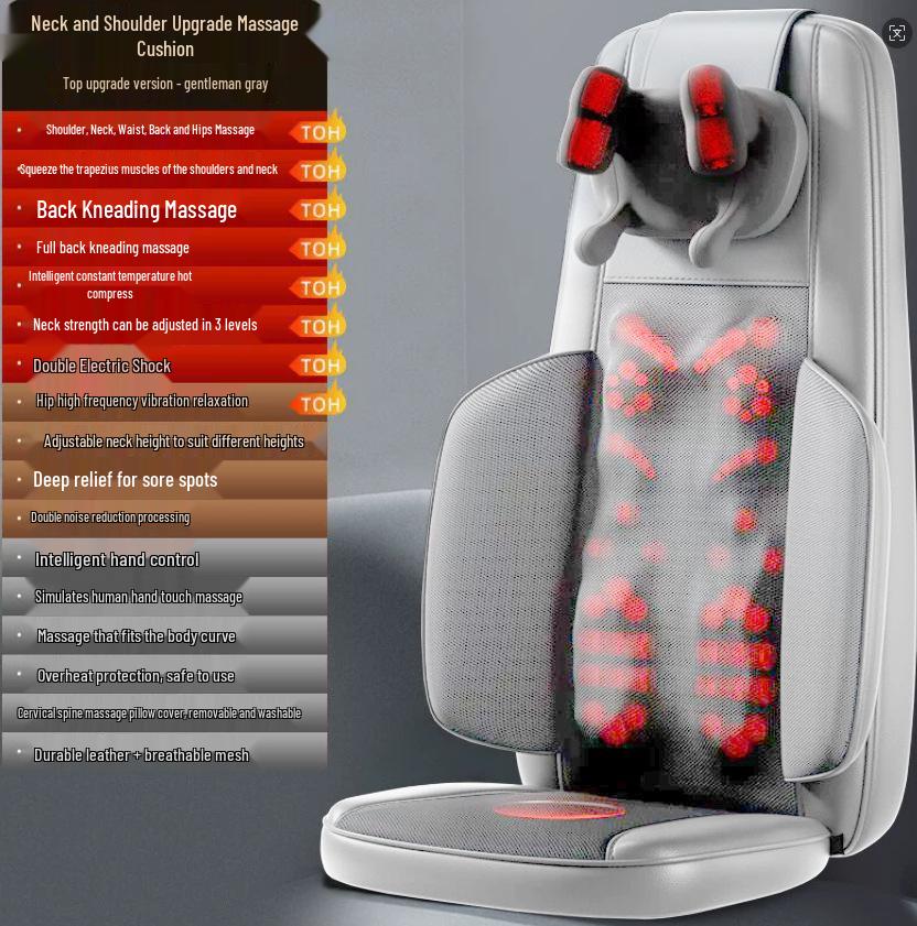 Portable Heated Massage Chair Cushion for Office, Home, and Car