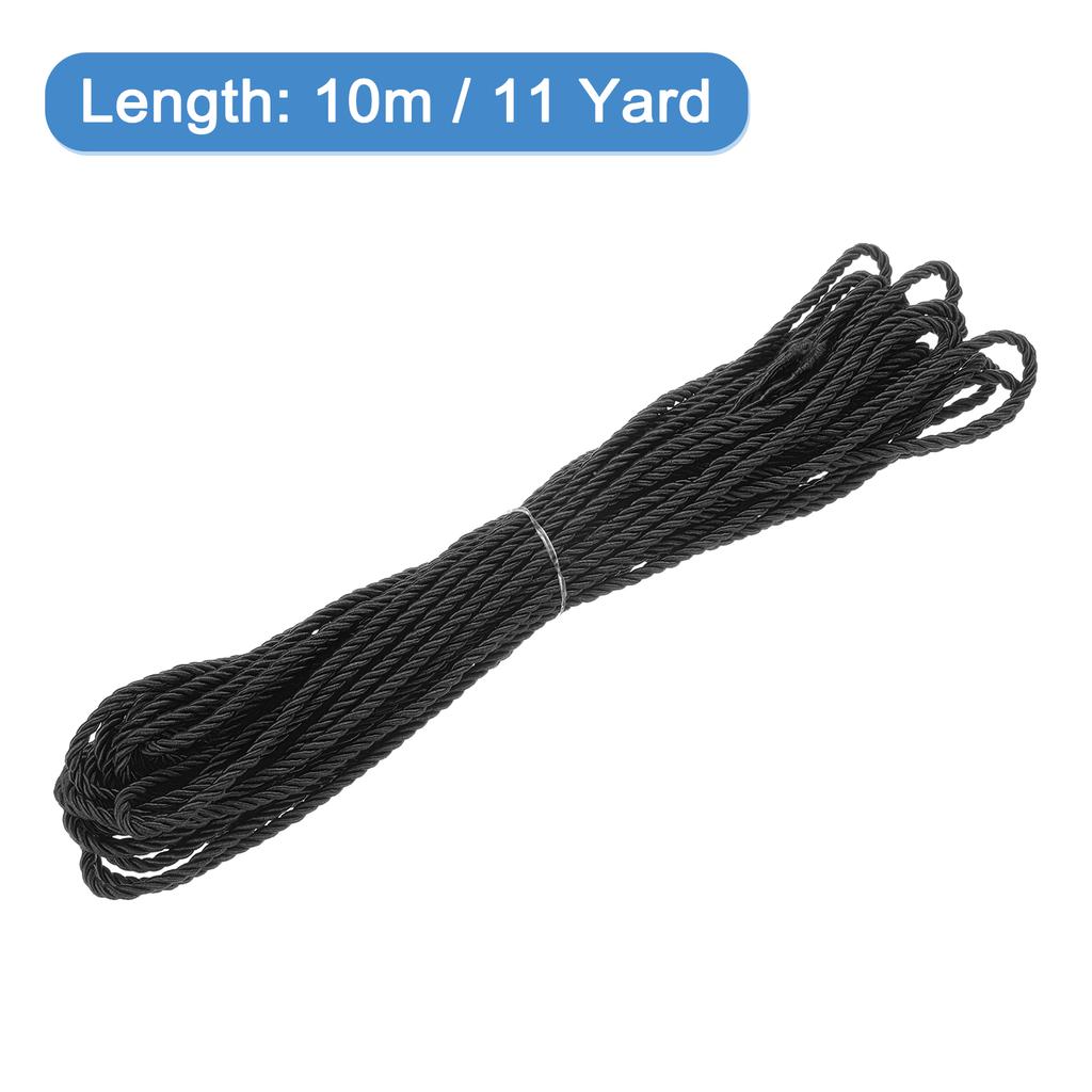 Uxcell 11 Yard 3mm Twisted Cord Trim 3-Ply Twine Braided Rope Shiny Thread String for Craft Gift Bag Curtain Christmas Decor