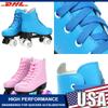 YYW Women Men Adult Two Line Skating Shoes With 4 Wheel Training Sneakers Purple Green Pu Leather Roller Skates Double Row Shoes