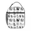 Cartoon Graues Kätzchen Muster Isolierte Lunchtasche für Damen Kinder Auslaufsichere Lebensmittelboxen Thermische Lunchbox Tragetasche