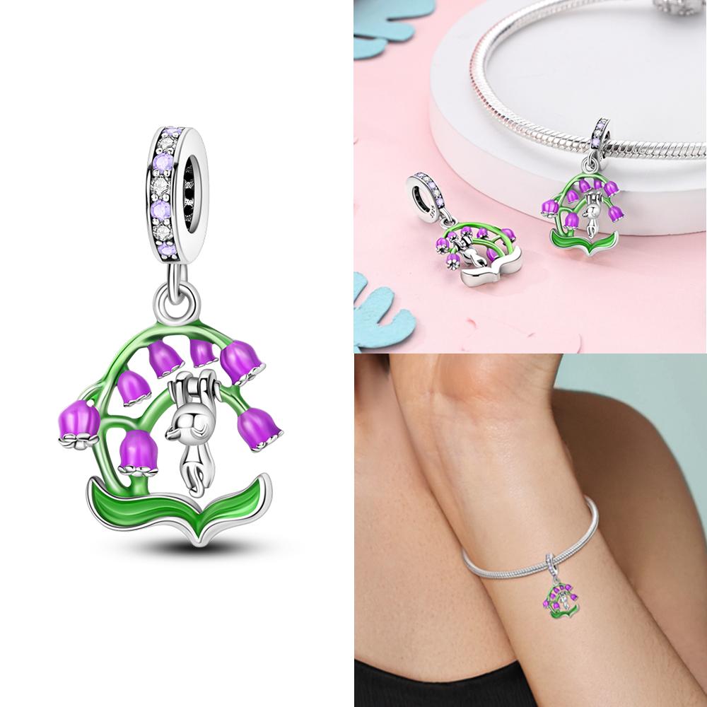 Green Color Four-Leaf Clover Avocado Copper Cactus Green Series Charms Beads Fit 3Mm Original Bracelet Diy Jewelry Gift