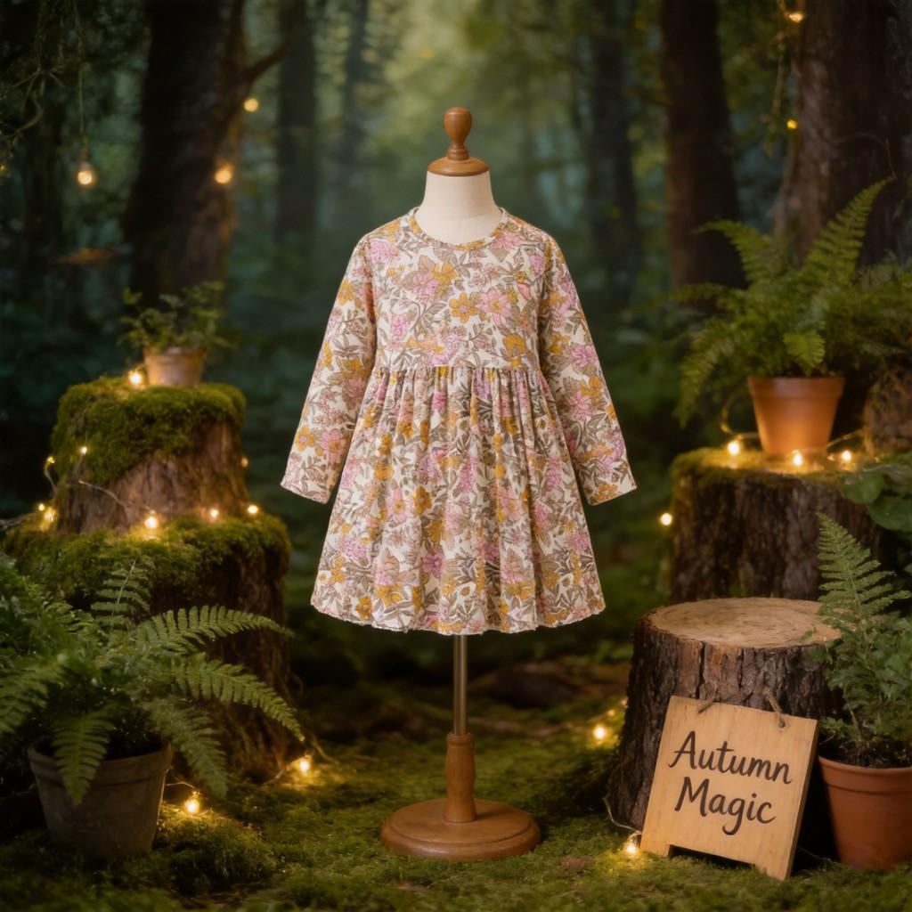 Girl Autumn Princess Dress With Cotton Fabric For Casual Wear