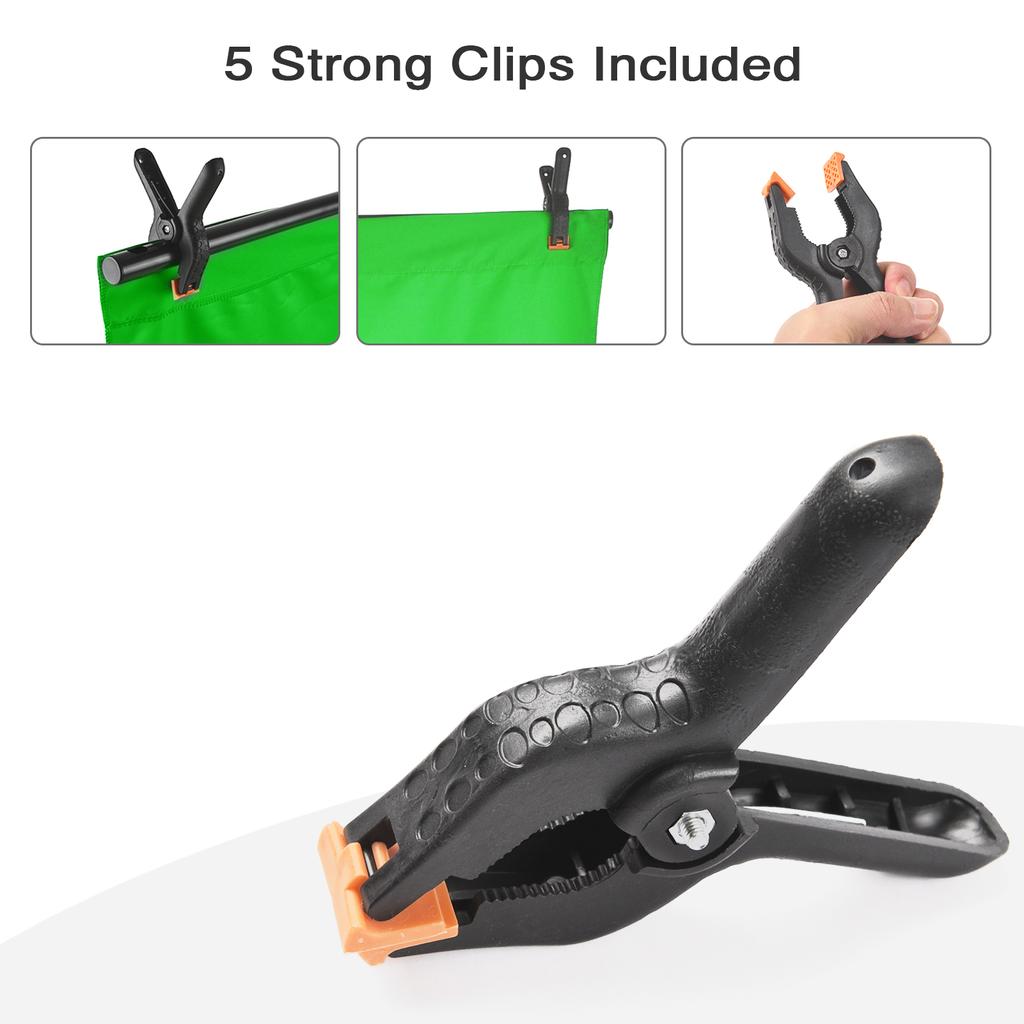 5x7ft Solid Color Backdrop Photography Kit with 5x7ft T Shaped Background Adjustable Stand 5 Spring Clamps