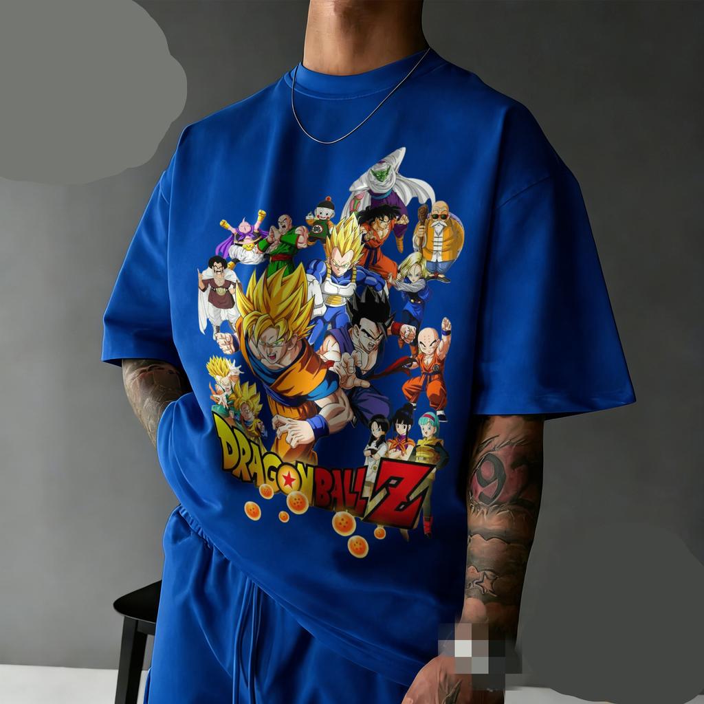 New Arrival Dragon Ball Z Oversized Nostalgia T-shirt  Full Character Cast Retro Graphic Print 100% Cotton Casual Tee