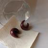 Vintage Silver Needle Dark Wine Red Drop Earrings Female Resin Personality Temperament Earrings