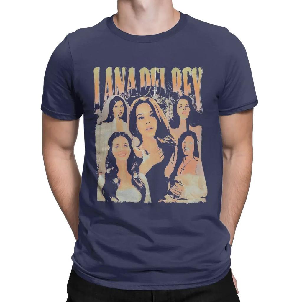 Lana Del Ray Vintage Singer Men T Shirts Novelty Tee Shirt Short Sleeve Crew Neck T-Shirts Cotton Plus Size Tops