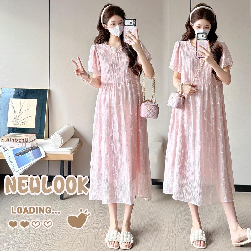 2026 Chinese Style Maternity Dress: Plus Size, Sweet Temptation, Slim Fit for Summer