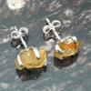 Yellow Color Citrine Rough Gemstone Stud Earrings, 925 Sterling Silver, Minimalist Earrings, Handmade Stud Earring Jewelry, Gift for Easter