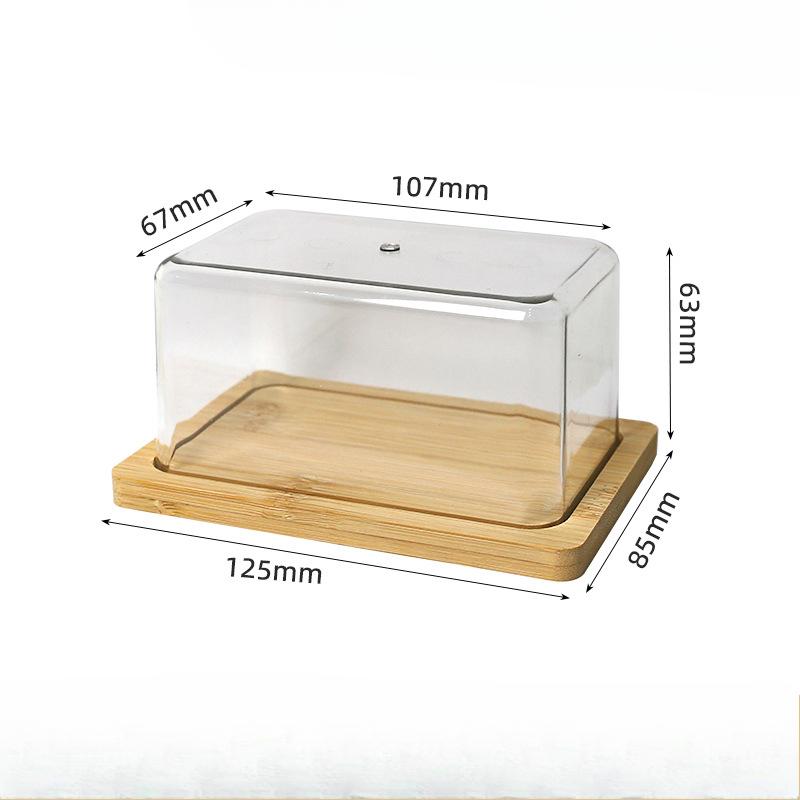 

Масленка с прозрачной крышкой, прямоугольная бамбуковая коробка для хранения и сохранения масла, бамбуковая коробка для десертов, тортов и сыра Small