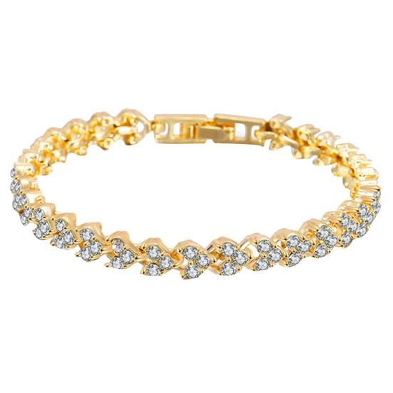 Women Fashion Full Rhinestone Inlaid Bracelet Bangle Wedding Party Jewelry Gift