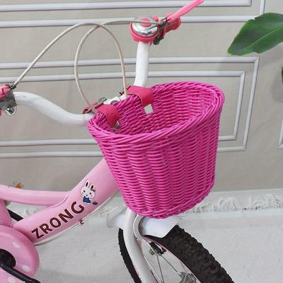 1pc Bicycle Front Basket Hand Knitting Bike Basket Plastic Rattan Bicycle Basket Bike Accessories  Multi-color Optional