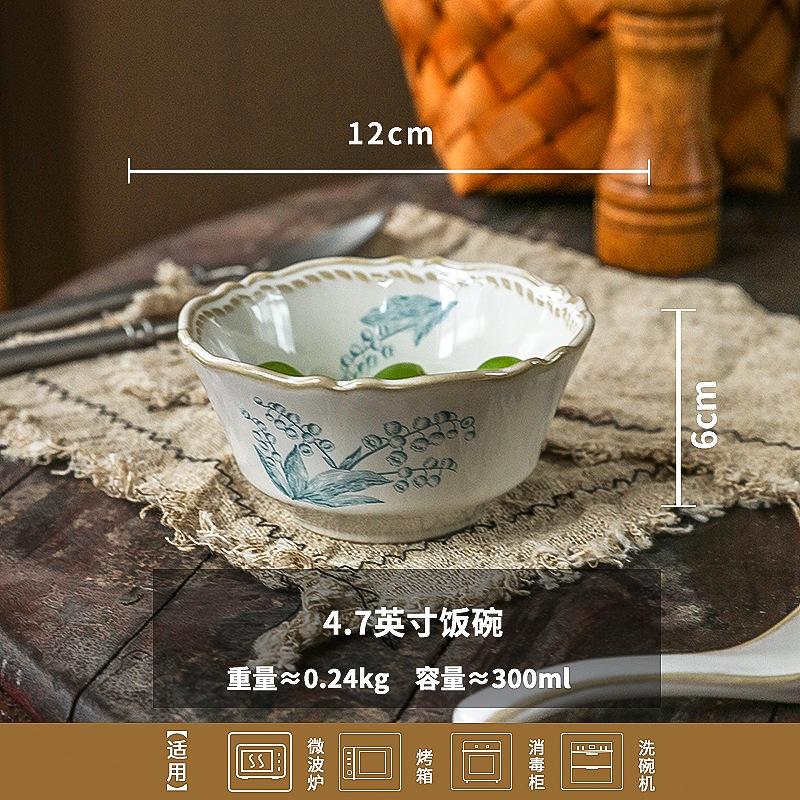 

Unique Handmade Ceramic Fruit Plate with Hand-painted Lily of The Valley Ceramic Plate Green Pottery Plates Ceramic Tableware