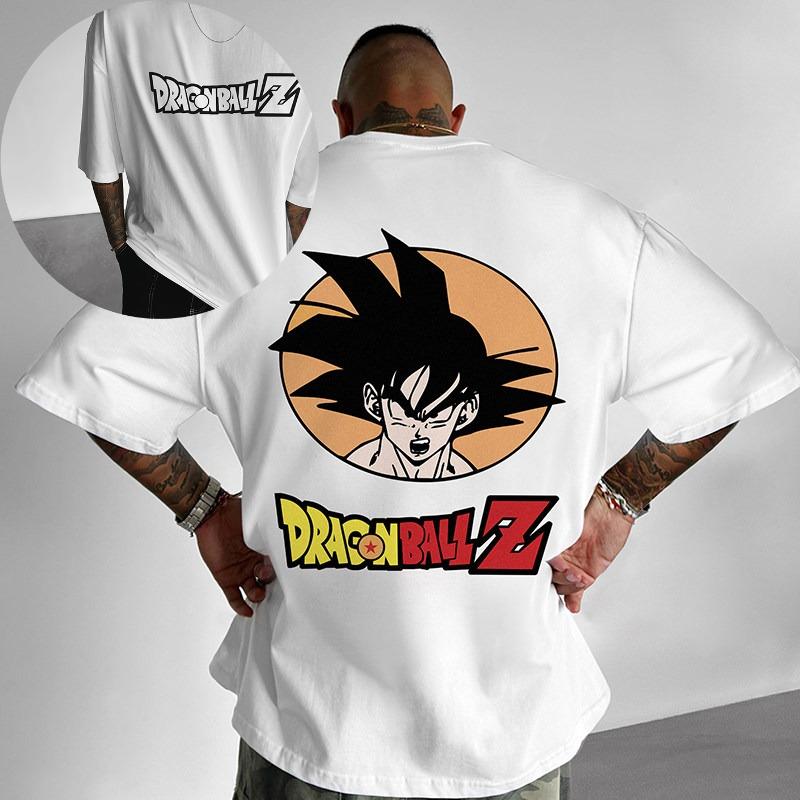 New Dragon Ball Anime Trendy Casual Printed Heavy Cotton Short Sleeved Tshirt Mens American Top