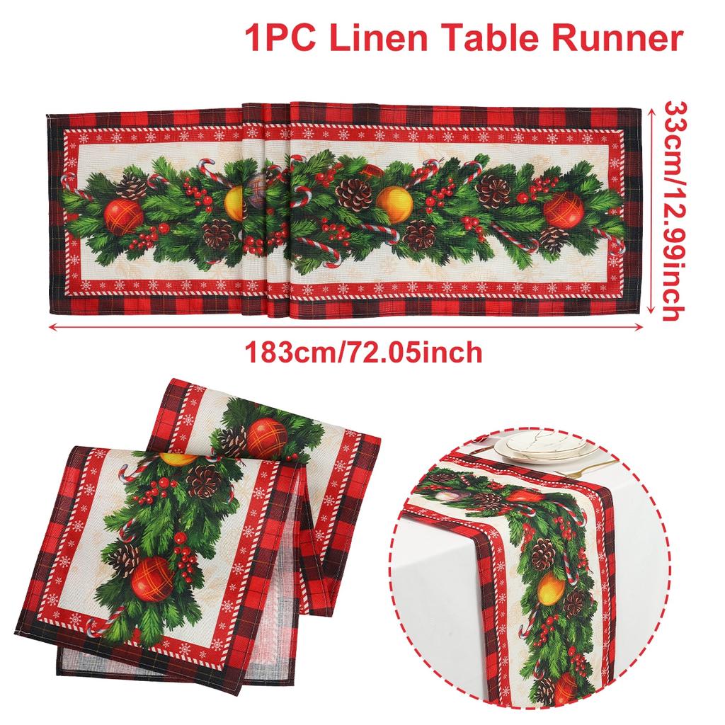 Christmas Linen Table Runner Merry Christmas Decoration For Home 2025 Navidad Noel Kerst Xmas Ornament Happy New Year Gifts 2025