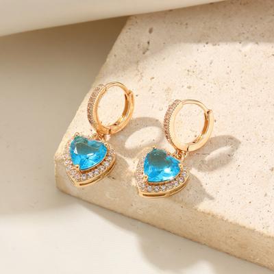 Heart Earrings for Women 2025 New Personality Fashion Synthetic Zircon Dangle Earring Golden Wedding Party Jewelry Accessories