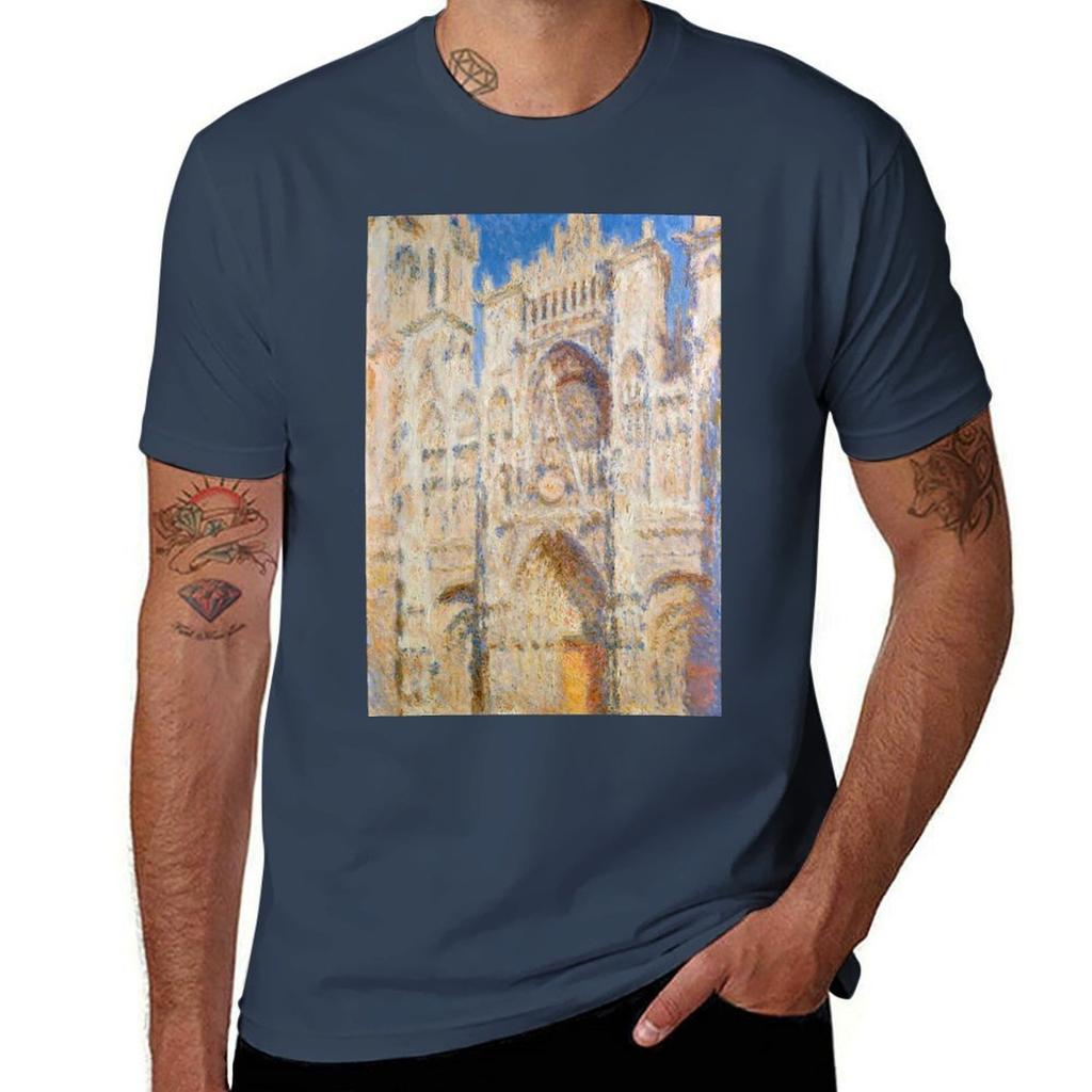 Katedra w Rouen, Fasada (Zachód słońca) Monet Koszulka o wysokim kontraście nowa edycja letnie topy T-shirt męski