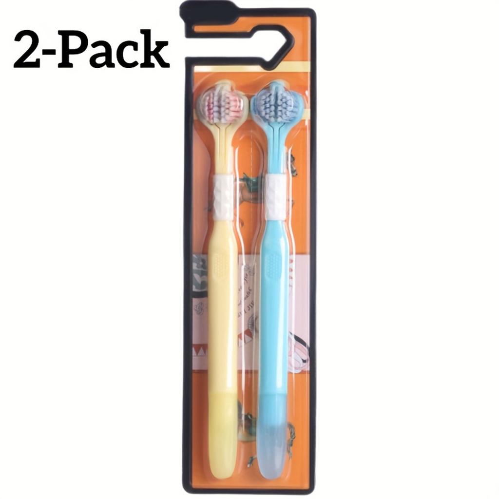 Pet Toothbrush 2-Pack with 4-Sided Tongue Cleaner for Cats and Dogs