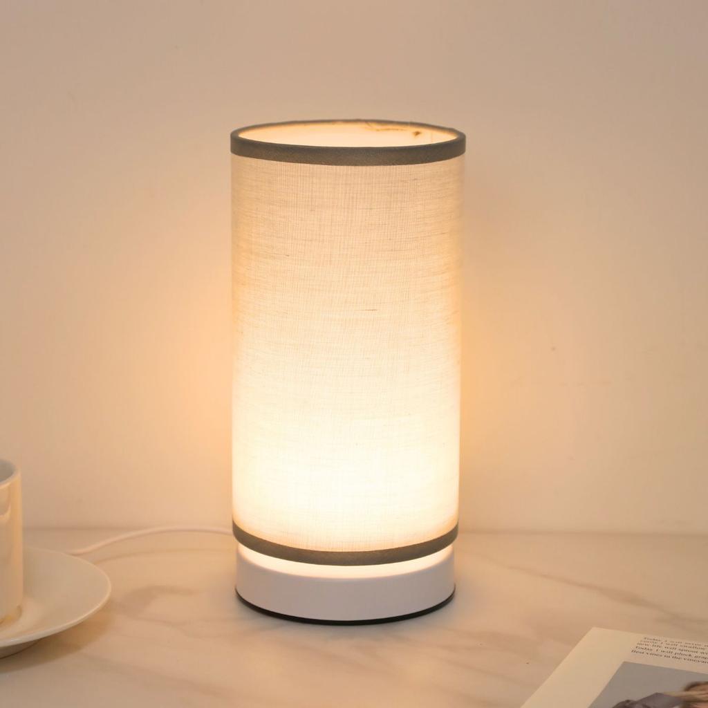 Modern Cylindrical Fabric USB Desk Lamp, Suitable for Bedroom, Bedside Table, Living Room Decoration Lights