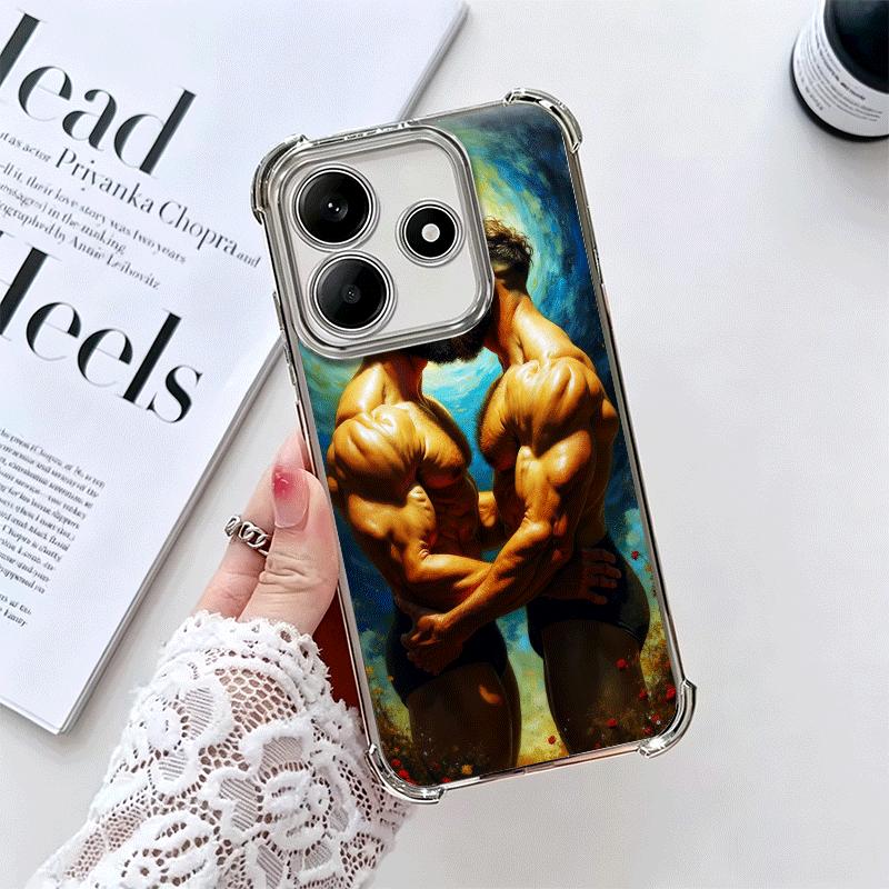 Muscle Man Gay Fitness Soft Phone Case For Xiaomi Redmi Note 14 15 Pro Plus 13 12 11S 11T 5G 10 9S 9 Plating Anti-Fall Fundas