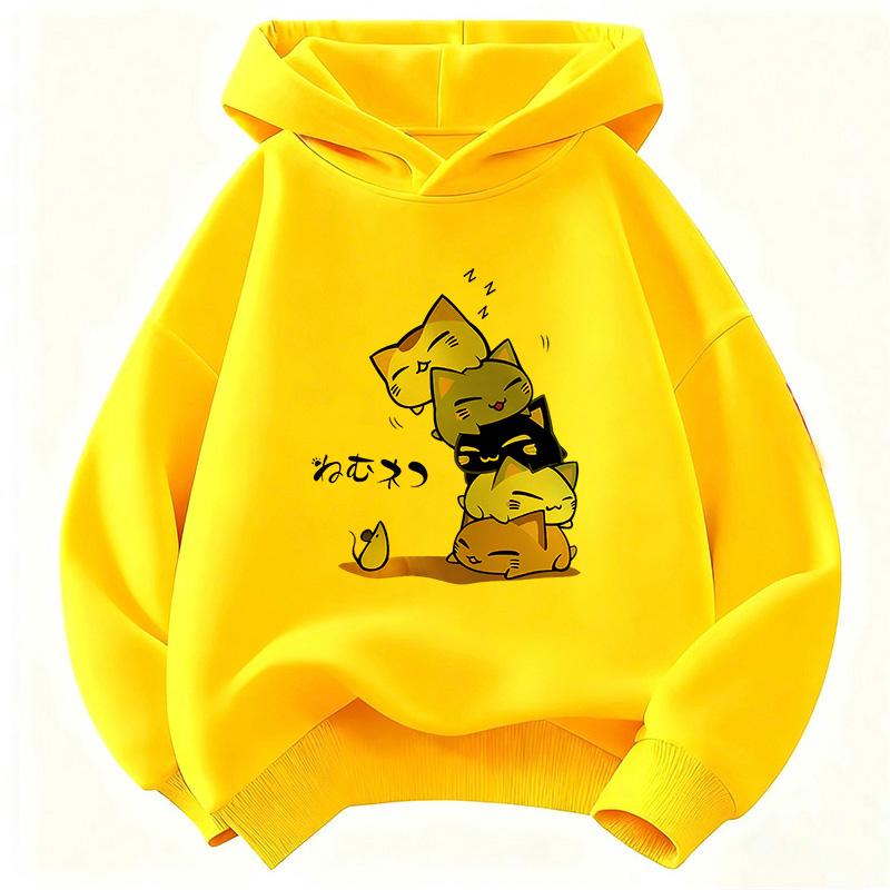 Y2K Funny Cat Graphic Kids Cat Children's Sweatshirt Casual Hoodies for Boys Girls Clothes