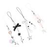 4Pcs Bowknot Star Pendant Phone Charm Hangings Rope Sweet Phone Chain Strap Bag Decoration Lanyard Keychain Accessory