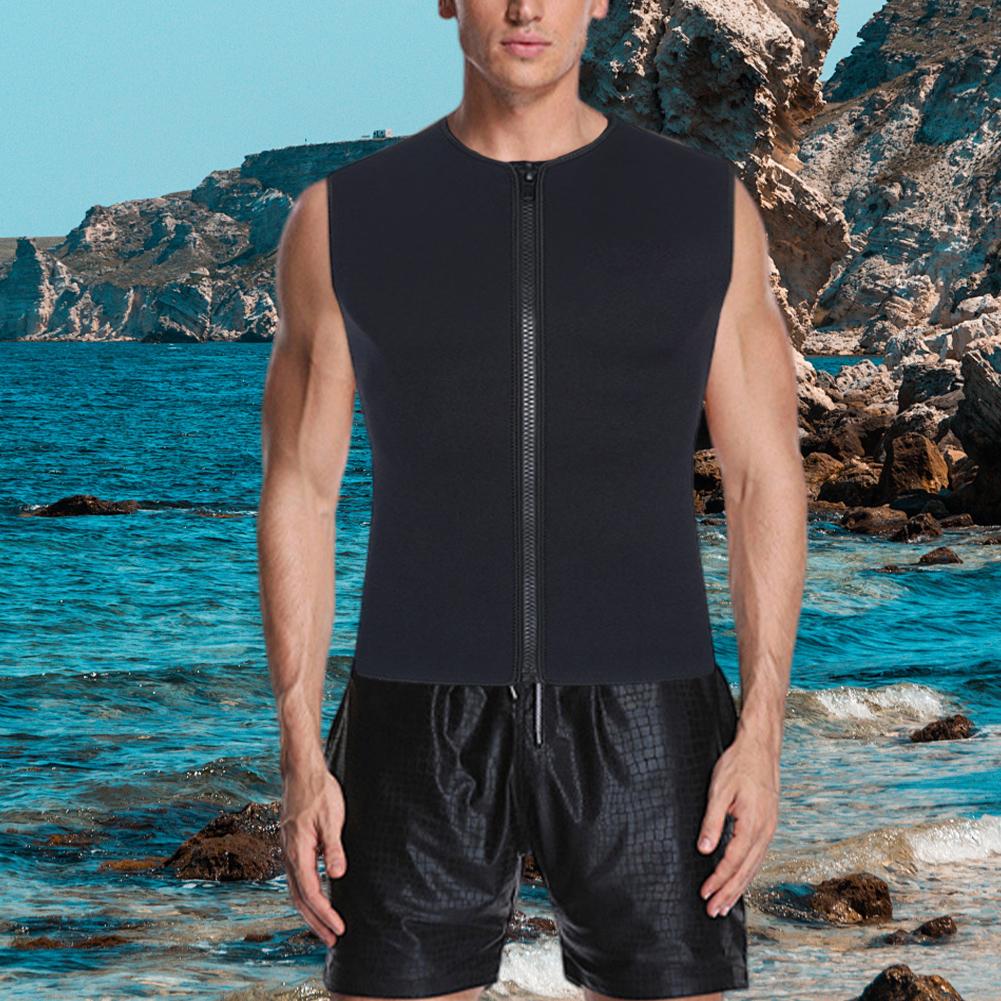 Men Wetsuit Top 3mm Neoprene Wetsuit Vest with Front Zipper Elastic Swim Vest for Swimming Diving
