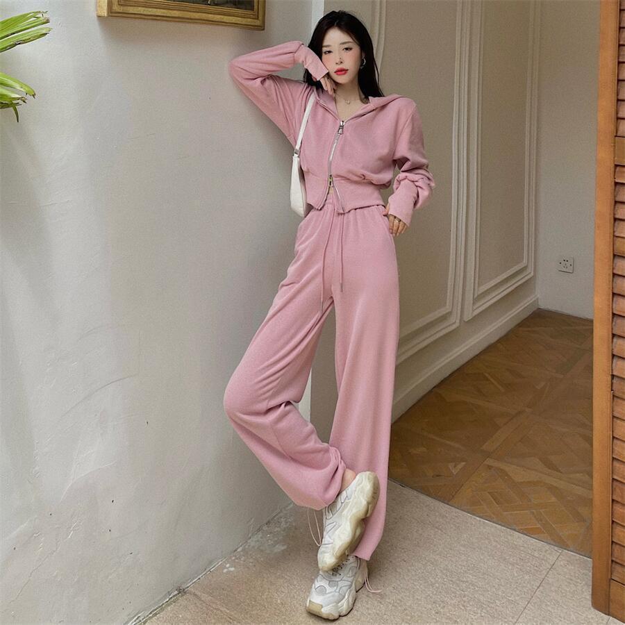 Set Coreean Hanorac cu Glugă & Pantaloni Lungi pentru Femei - Tendință Influencer Primăvară/Toamnă 2025