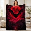 Bat Red Moon Coral Fleece Blanket Gothic Halloween Decor