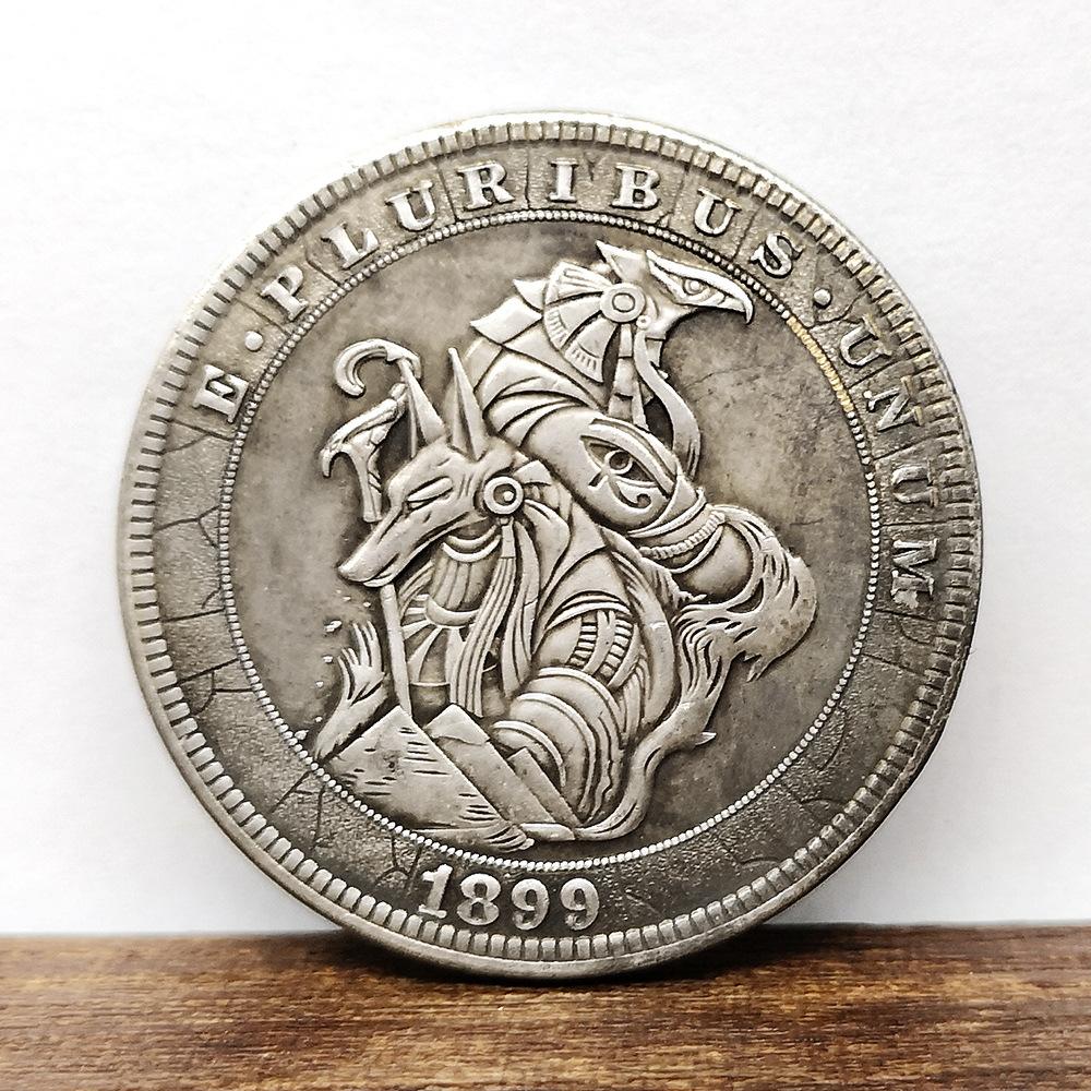 Anubis, Horus, dolaşan sikkeler, köpek başı, kartal başı, insan vücudu, antika gümüş dolar, sikkeler