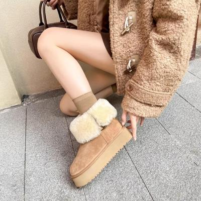 Fashion 2024 Winter Fashion Women's Snow Boots Women's Mid-Sleeve Warm and Comfortable Snow Cotton Boots