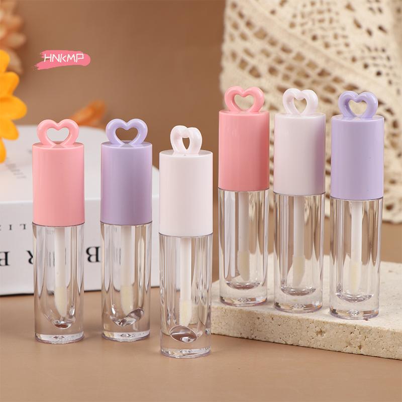Pink Heart-Shaped 2.5ml Lip Enamel Tube with Keychain And Brush Rod Empty Lip Gloss Bottle Lip Glaze Container Makeup Tool