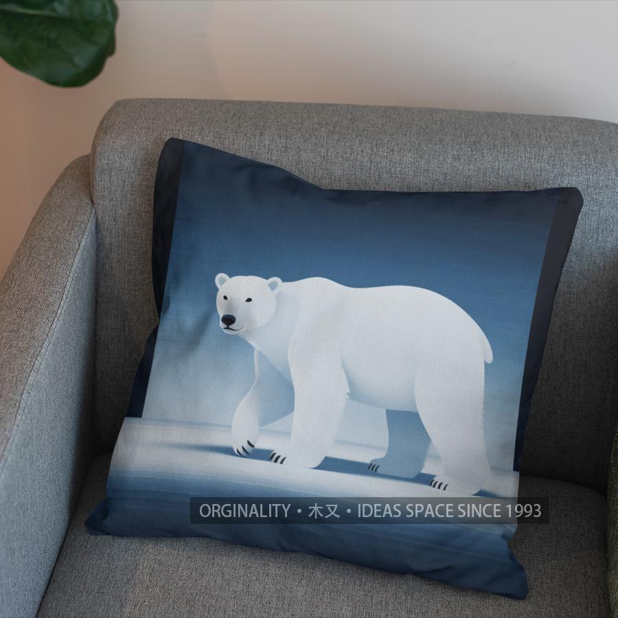 2D Stylish Polar Bear Design Pillow Cover Pattern Cushion Cover Suitable For Sofa Bedroom Car Pillow Cover